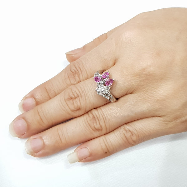 JSR62-005 : แหวนเงินแท้ 925 ฝัง Pink Sapphire