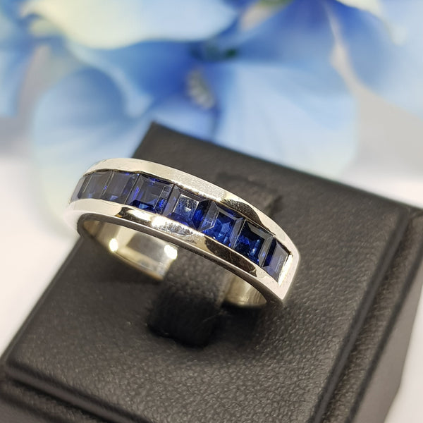 JSR47-234 : แหวนเงินแท้ 925 ฝัง Blue Sapphire