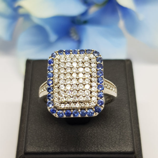 CR1031 : แหวนเงินแท้ 925 ฝัง Blue Sapphire
