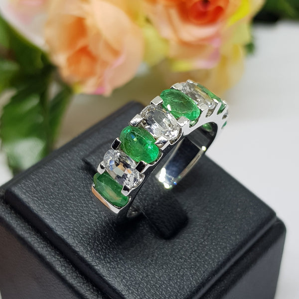 SJR11545 : แหวนเงินแท้ 925 ฝัง Emerald